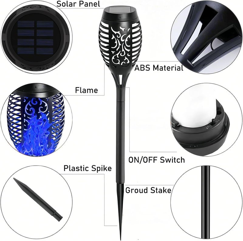 HAKSEIFA 4 Pack Outdoor Solar Flame Light,Solar Lights Outdoor for Garden Decorations with Flickering Flame,IP65 Waterproof Solar Powered Yard Lights Torch Light for Lawn Patio Pathway (Blue) - Image 5